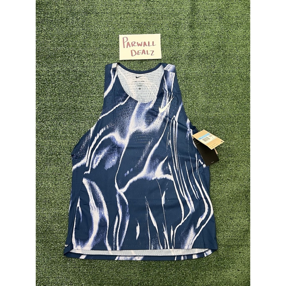 Nike Dri-FIT ADV AeroSwift Running Singlet Blue White Men's Medium HV2643-492